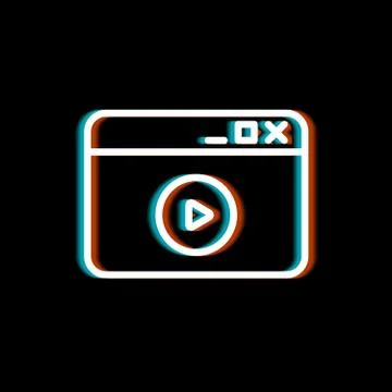 Browser window with play button, video content icon, video clip sign with blu Stock Illustration