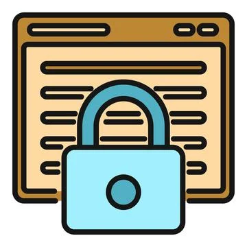 Browser window protected by digital padlock icon Stock Illustration