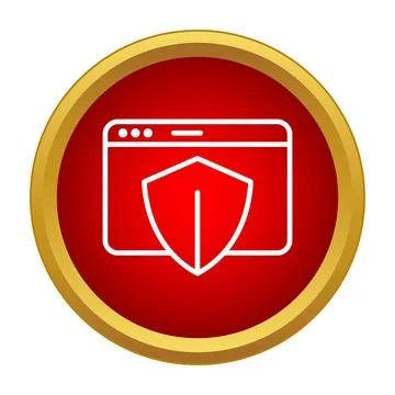 Browser window protecting data with a shield icon Illustrazione stock
