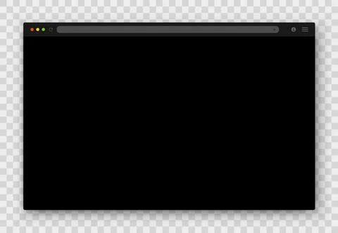 Browser window. Realistic black empty browser window with shadow on transparent Illustrazione stock