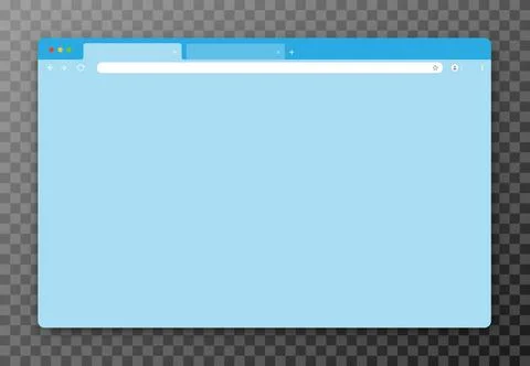 Browser window. Realistic blue empty browser window with toolbar, search bar and Stock Illustration
