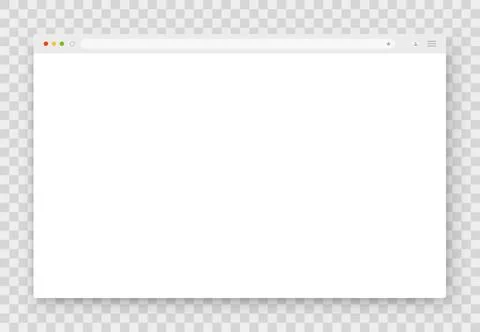 Browser window. Realistic white empty browser window with shadow on transparent Stock Illustration