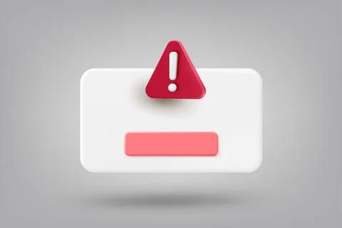 Browser window with red exclamation sign. 3d vector illustration Stock Illustration