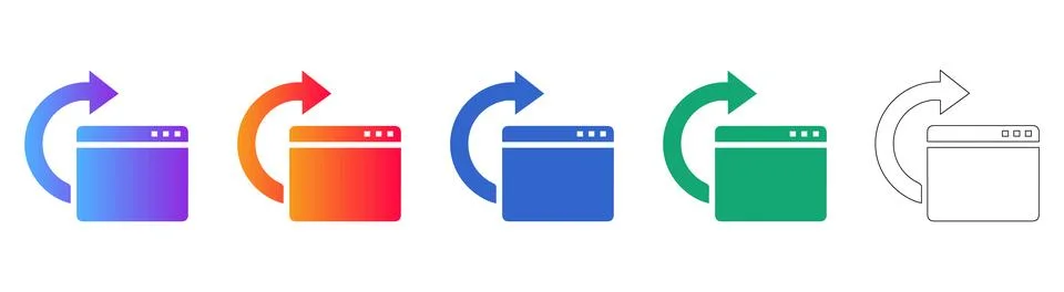 Browser Window Refresh Icons for Web Reload and Update Actions Stock Illustration