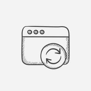 Browser window with refresh sign sketch icon Illustrazione stock