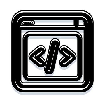 Browser window with script tags coding development process 库存插图