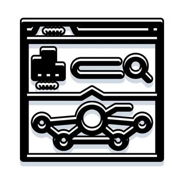 Browser window with search engine and connected network Stock Illustration