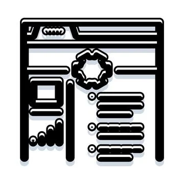 Browser window with settings gear icon displaying control panel Illustrazione stock