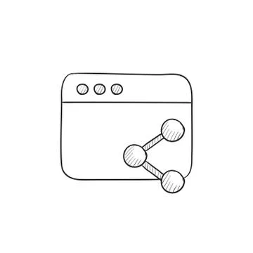 Browser window with share symbol sketch icon Illustrazione stock