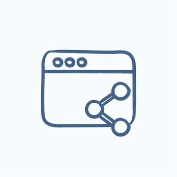 Browser window with share symbol sketch icon Stock Illustration