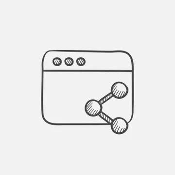 Browser window with share symbol sketch icon Stock Illustration