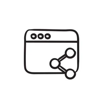 Browser window with share symbol sketch icon Stock Illustration
