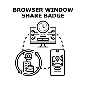 Browser window sharing data online concept Stock Illustration
