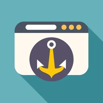 Browser window showing anchor icon for backlink building Ilustración de archivo