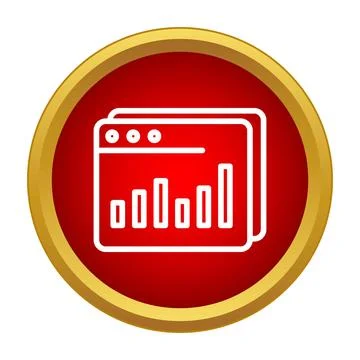 Browser window showing bar chart data analytics icon Illustrazione stock