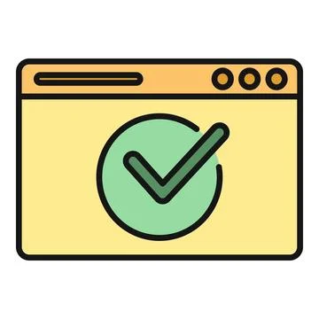 Browser window showing check mark success confirmation Stock Illustration
