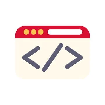 Browser window showing code development and programming icon 库存插图