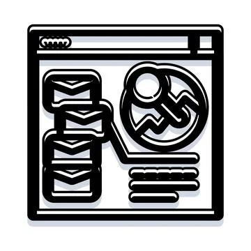 Browser window showing digital data analysis and mail messages 库存插图