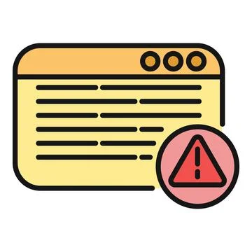 Browser window showing an error alert warning notification Stock Illustration