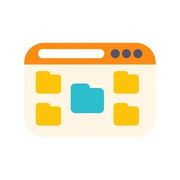 Browser window showing file folders organization system Stock Illustration