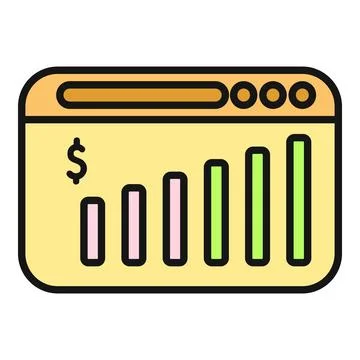 Browser window showing financial growth bar chart Иллюстрация