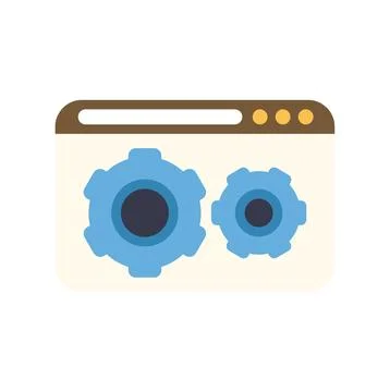 Browser window showing gears for development settings Stock-Illustration