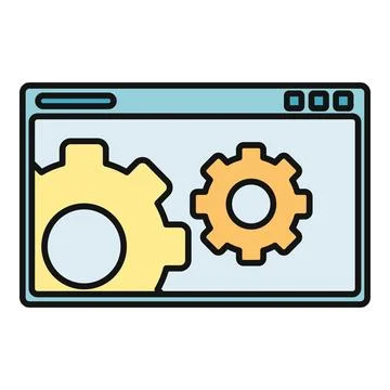Browser window showing gears for development settings Illustrazione stock