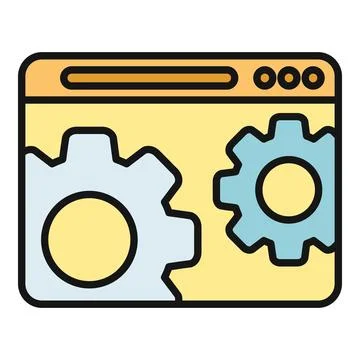 Browser window showing gears for settings concept Stock Illustration