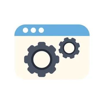 Browser window showing gears for web settings Stock Illustration