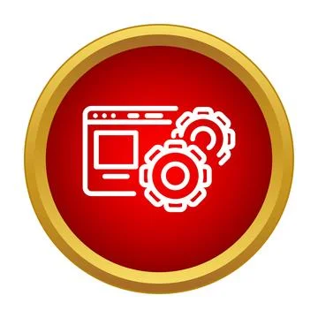 Browser window showing gears for web development settings Stock Illustration