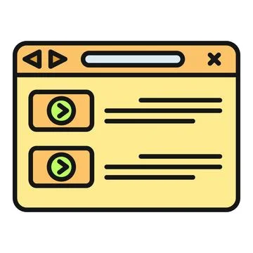 Browser window showing media player interface and video content Stock Illustration
