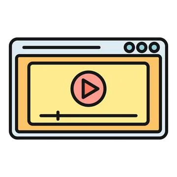 Browser window showing media player interface and video content Illustrazione stock