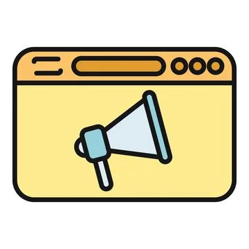 Browser window showing megaphone icon for advertising 스톡 일러스트