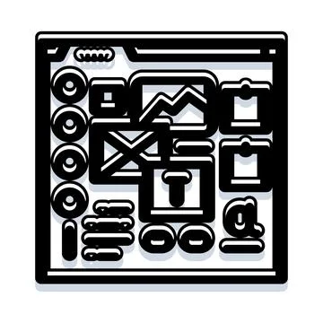 Browser window showing modern website components and icons Illustrazione stock