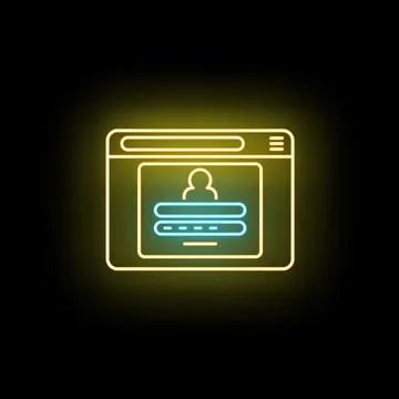 Browser window showing neon login user interface Stock Illustration