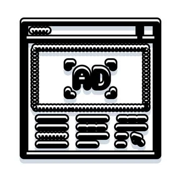 Browser window showing online advertisement and content Illustrazione stock