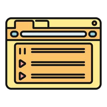 Browser window showing online media player playlist icon Stock Illustration