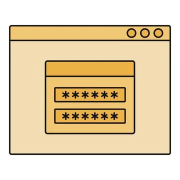 Browser window showing password input for online security Illustrazione stock