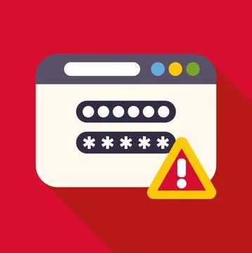 Browser window showing password security error warning Stockillustratie