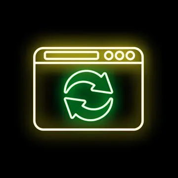 Browser window showing refresh update neon icon Illustrazione stock