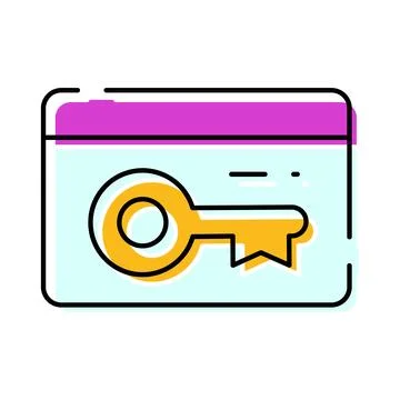 Browser window showing security key for login access Stock Illustration