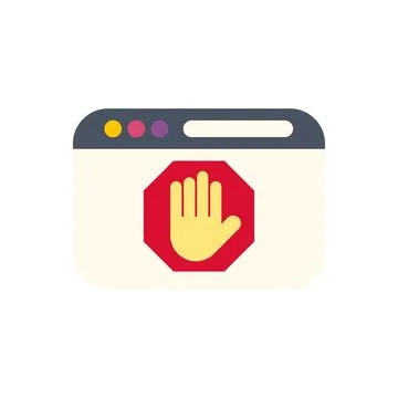 Browser window showing stop hand symbol blocking content Illustrazione stock