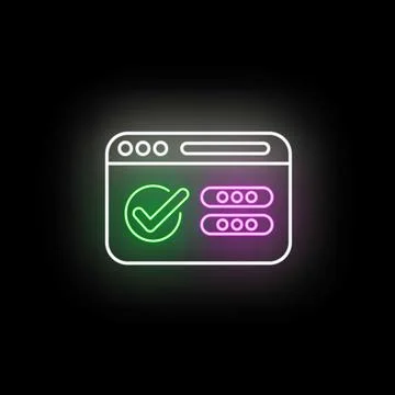 Browser window showing successful login validation with checkmark Illustrazione stock