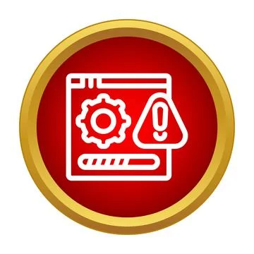 Browser window showing system error and warning symbol Stock Illustration