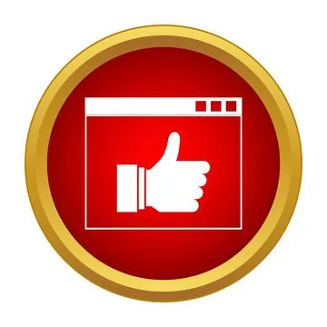Browser window showing thumbs up icon in red circle 库存插图