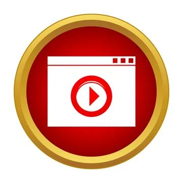 Browser window showing video play button icon Illustrazione stock