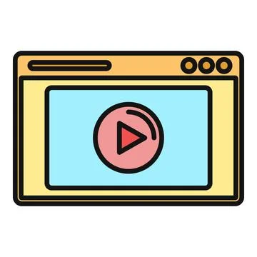 Browser window showing video play button icon 库存插图