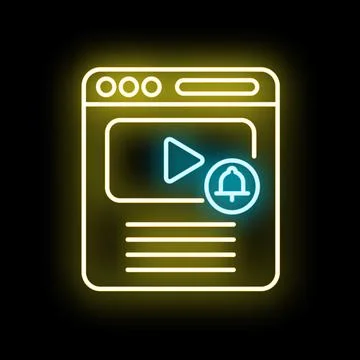 Browser window showing video play icon and notification Illustrazione stock