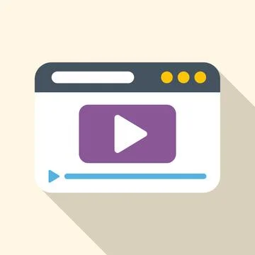 Browser window showing video player interface flat design Stock Illustration
