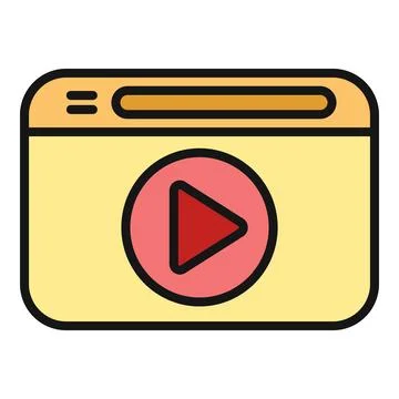 Browser window showing video player with play button Illustrazione stock